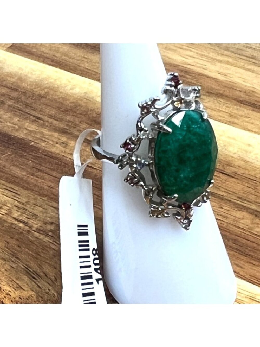Deep green genuine Beryl stone on .925 sterling silver, size 6 - Picture 10 of 13